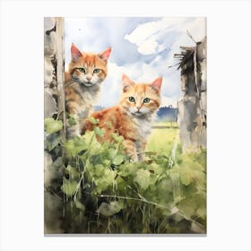 Irish Cats in Watercolor 1 Canvas Print