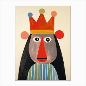 Little Baboon 1 Wearing A Crown Canvas Print