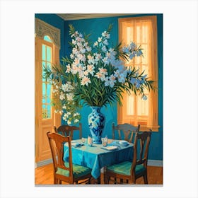 Blue Room With Flowers Canvas Print