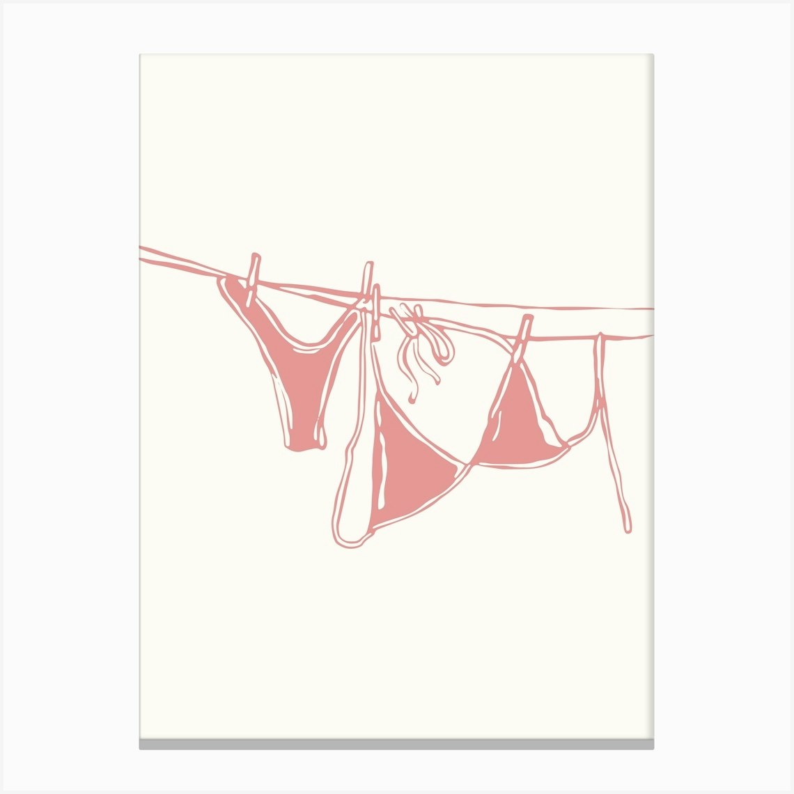 Pink Bikinis On Clothesline 1 Canvas Print by House of Saturn