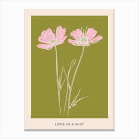 Pink & Green Love In A Mist 3 Flower Poster Canvas Print