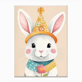 Floral Cute Baby Rabbit Bunny Nursery (2) Canvas Print