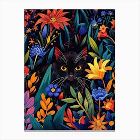 Black Cat In The Garden 9 Canvas Print