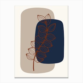 Abstract Shapes And Line Art Foliage 1 Canvas Print
