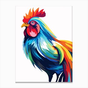 Colourful Geometric Bird Rooster 2 Canvas Print