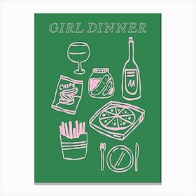 Girl Dinner - Green & Pink 1 Canvas Print