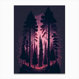 A Fantasy Forest At Night In Red Theme 36 Canvas Print