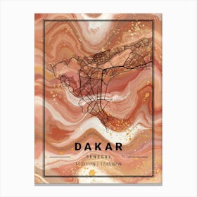 Dakar Map Canvas Print