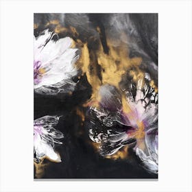 Black Background Abstract Flowers 1 Canvas Print