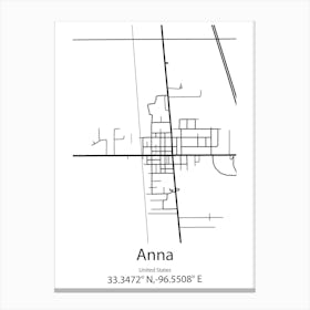 Anna,United States Minimalist Map Canvas Print