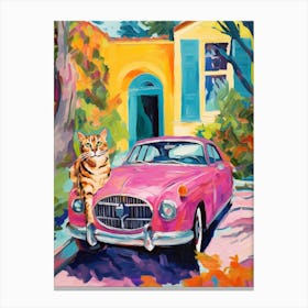 Chevrolet Bel Air Vintage Car With A Cat, Matisse Style Painting 1 Canvas Print