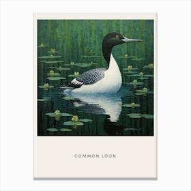Ohara Koson Inspired Bird Painting Common Loon 3 Poster Canvas Print