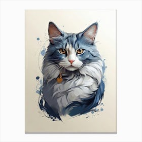 Blue Cat Portrait Canvas Print