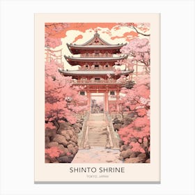 Shinto Shrine Tokyo Japan Travel Poster Canvas Print