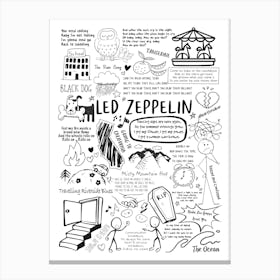 Led Zeppelin Doodle Lyrics Canvas Print