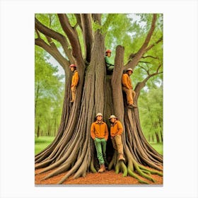 Four Friends In A Tree Canvas Print