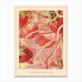 Strawberry Laces Candy Sweets Retro Collage 3 Poster Canvas Print