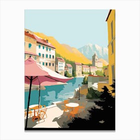 Kotor, Montenegro, Flat Pastels Tones Illustration 3 Canvas Print