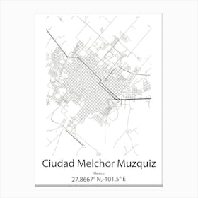 Ciudad Melchor Muzquiz,Mexico Minimalist Map Canvas Print