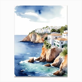 Spanish Ibiza Travel Poster Watercolor Painting (29) Canvas Print