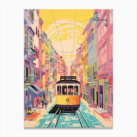 Lisbon In Risograph Style 3 Canvas Print