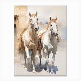 Horses Painting In Rajasthan, India 4 Canvas Print