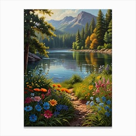 Walk By The Lake Canvas Print