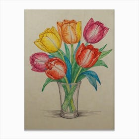 Tulips In A Vase 3 Canvas Print