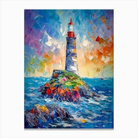Coastal Charm Beacon of the Sea Lighthouse Art Canvas Print