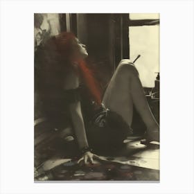 Red Haired Girl in Art Studio Canvas Print