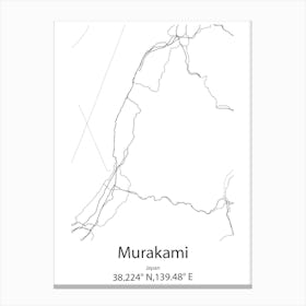 Murakami,Japan Minimalist Map Canvas Print