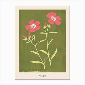 Pink & Green Phlox Flower Poster Canvas Print