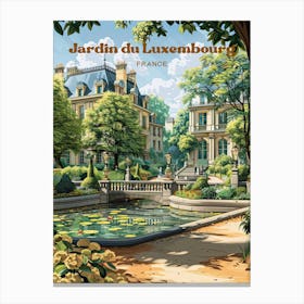 Luxembourg Garden Paris Beautiful Travel Art Illustration Canvas Print