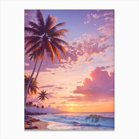 Sunset On The Beach Print  Canvas Print