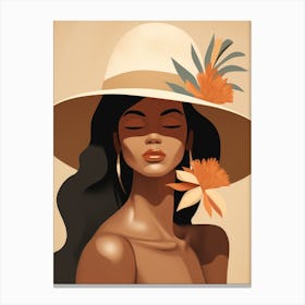 Beautiful Woman In A Hat Canvas Print