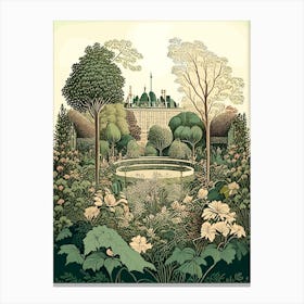 Luxembourg Gardens, France Vintage Botanical Canvas Print
