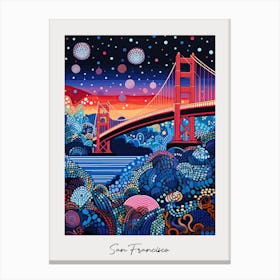 Poster Of San Francisco, Illustration In The Style Of Pop Art 4 Canvas Print