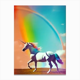 Unicorn Under The Rainbow Canvas Print