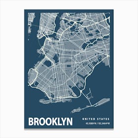 Brooklyn Blueprint City Map 1 Canvas Print