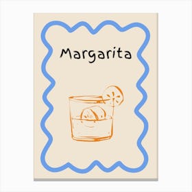 Margarita Doodle Poster Blue & Orange Canvas Print