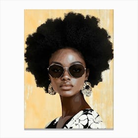 African Woman Portrait With Big Black Afro Hair Canvas Print