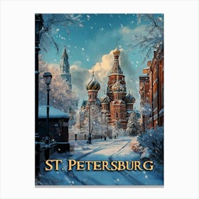 Snowy Russian Charm - St. Petersburg Winter Travel Poster Canvas Print