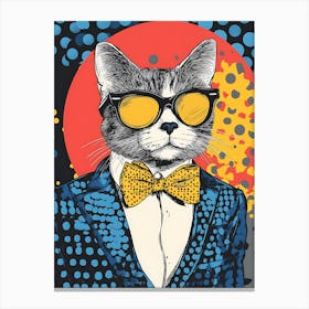 Super Cool Cat Illustration Pop 15 Canvas Print