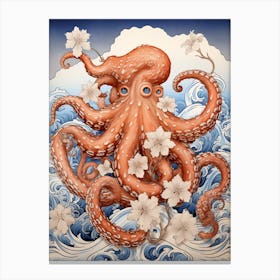 Common Octopus Japanese Style Illustration 1 Canvas Print