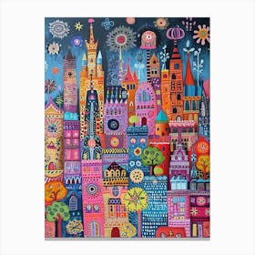 Kitsch Colourful Cityscape Patterns 3 Canvas Print