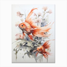 Goldfish, Japanese Brush Painting, Ukiyo E, Minimal 1 Canvas Print