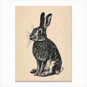 Harlequin Blockprint Rabbit Illustration 3 Canvas Print