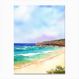 Bronte Beach, Australia Watercolour Canvas Print