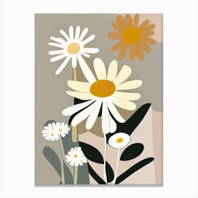 Daisy Wildflower Modern Muted Colours Canvas Print