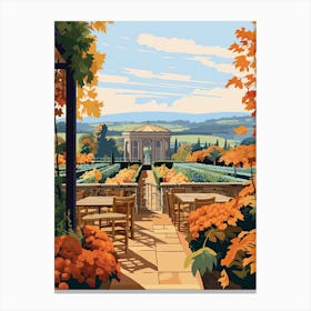 Alnwick Garden, United Kingdom In Autumn Fall Illustration 3 Canvas Print